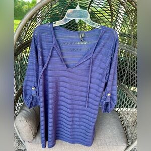 Portocruz  Dark Blue Semi sheer Top Size L